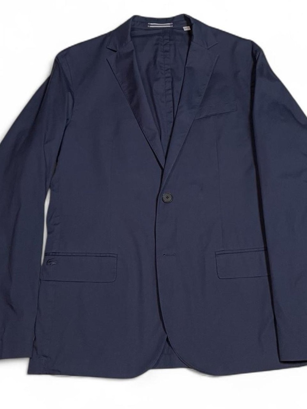 NWOT LACOSTE Summer Sport Coat Navy Blue Mens Blazer Size L 44R LOGO Lightweight